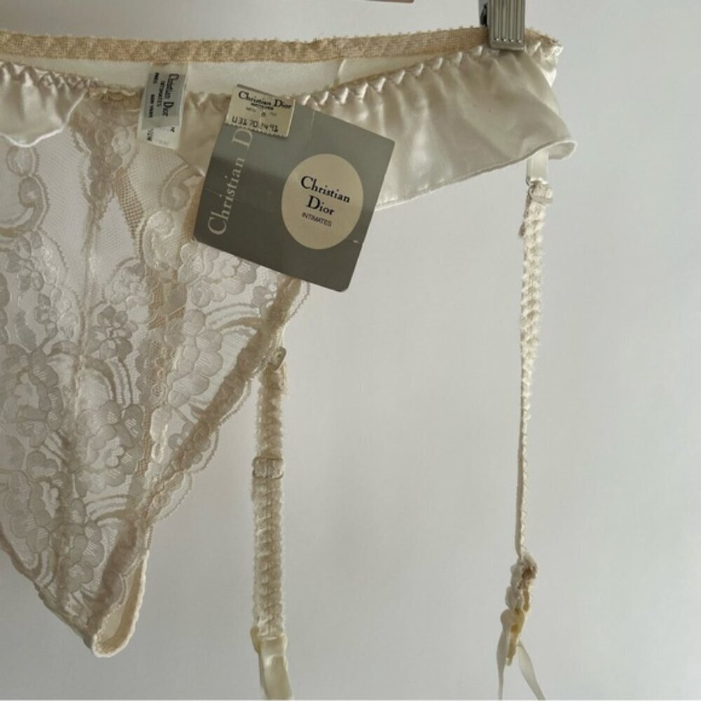 Vintage Christian Dior Intimates Panty / Garter Belt Ivory - Picture 3 of 8